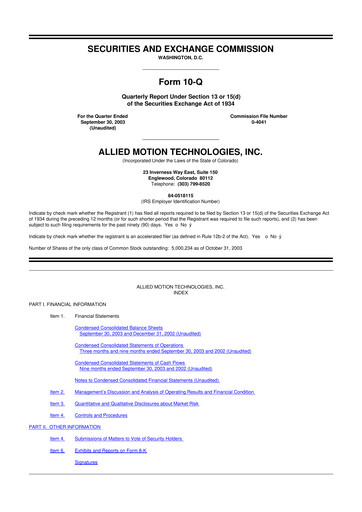Thumbnail Allient 10-Q Quarterly Report FY 