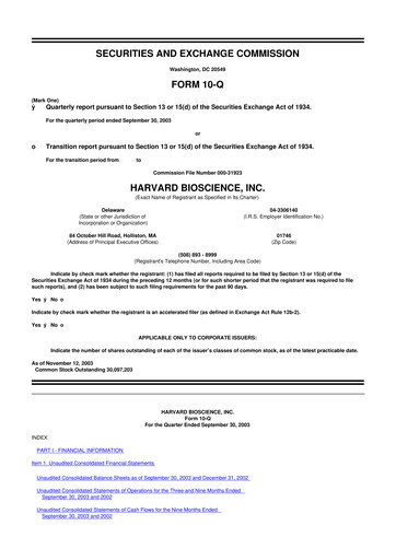 Thumbnail Harvard Bioscience 10-Q Quarterly Report FY 