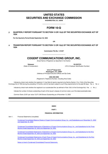 Thumbnail Cogent Communications
 10-Q Quarterly Report FY 