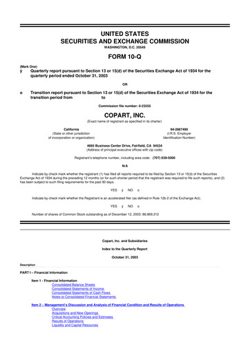 Miniature Copart
 10-Q Rapport trimestriel  