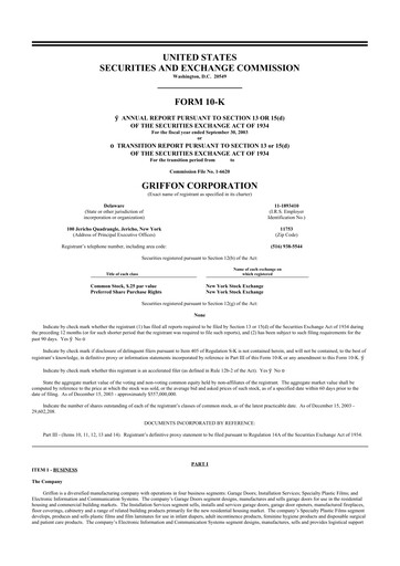 Thumbnail Griffon Corporation
 10-K Annual Report 