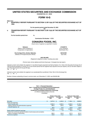 Thumbnail Conagra Brands
 10-Q Quarterly Report FY 