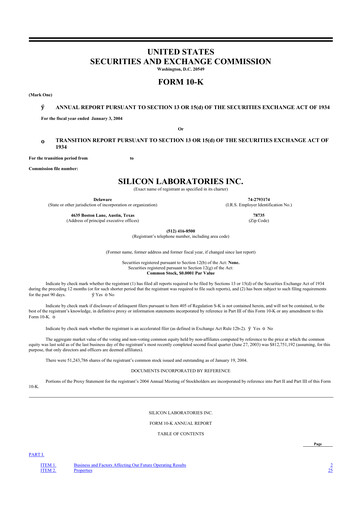 Thumbnail Silicon Labs
 10-K Annual Report 