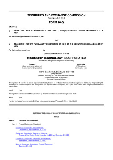 Thumbnail Microchip Technology 10-Q Quarterly Report FY 