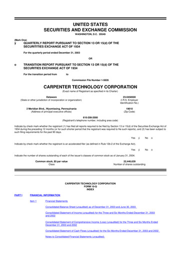 Thumbnail Carpenter Technology 10-Q Quarterly Report FY 