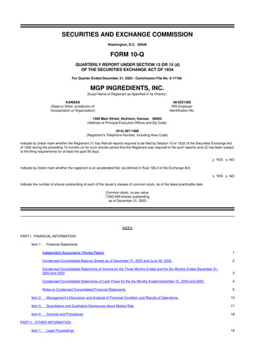 Thumbnail MGP Ingredients 10-Q Quarterly Report FY 