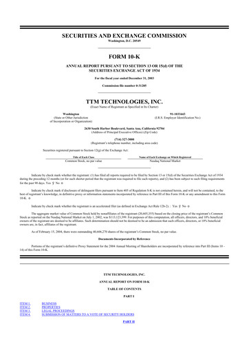 Thumbnail TTM Technologies
 10-K Annual Report 