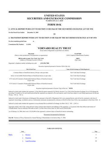 Thumbnail Vornado Realty Trust
 10-K Annual Report 