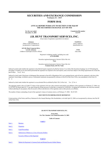 Thumbnail J. B. Hunt
 10-K Annual Report 