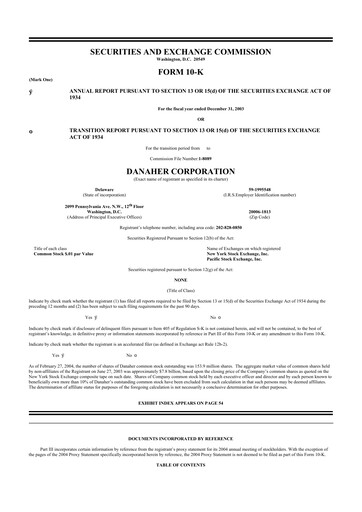 Thumbnail Danaher 10-K Annual Report 