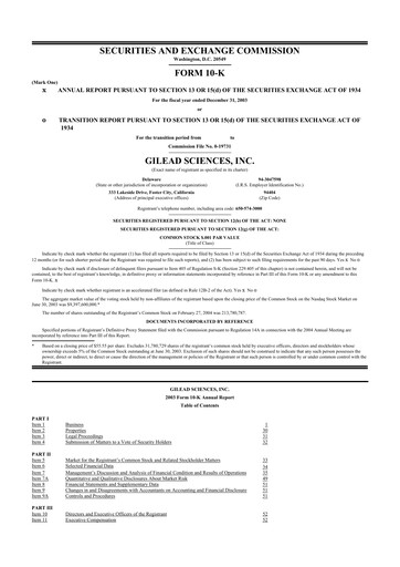 Thumbnail Gilead Sciences 10-K Annual Report 