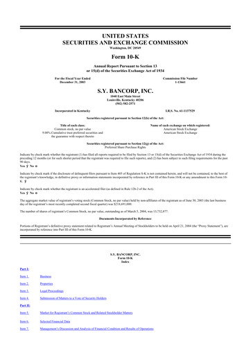 Thumbnail Stock Yards Bancorp 10-K Annual Report 