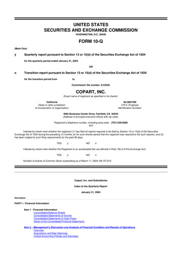 Miniature Copart
 10-Q Rapport trimestriel  