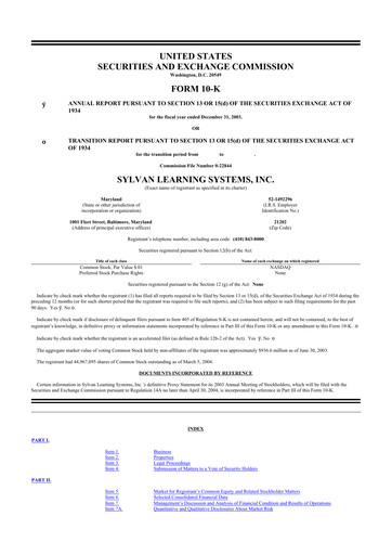 Thumbnail Laureate Education
 10-K Annual Report 