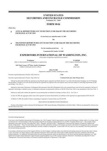 Miniature Expeditors International 10-K Rapport annuel 