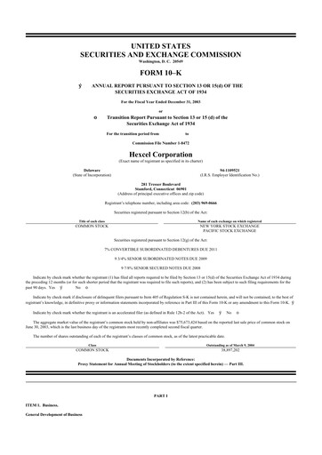 Thumbnail Hexcel
 10-K Annual Report 