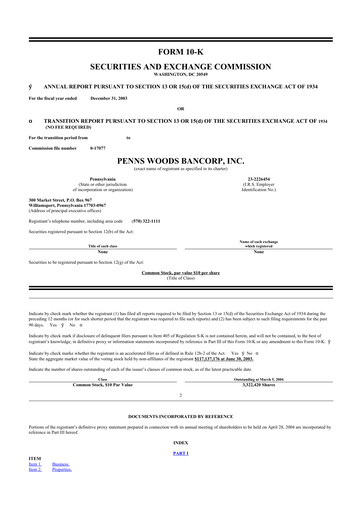 Thumbnail Penns Woods Bancorp 10-K Annual Report 