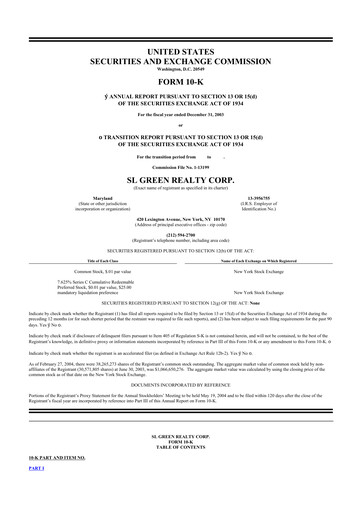 Miniature SL Green Realty
 10-K Rapport annuel 