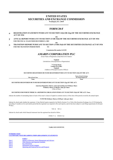 Thumbnail Amarin Corporation
 20-F Annual Report 