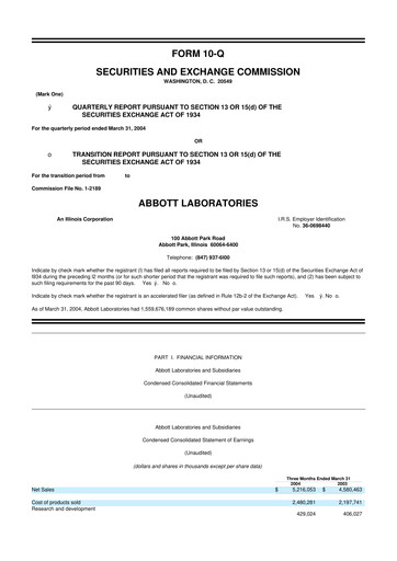 Thumbnail Abbott Laboratories 10-Q Quarterly Report FY 
