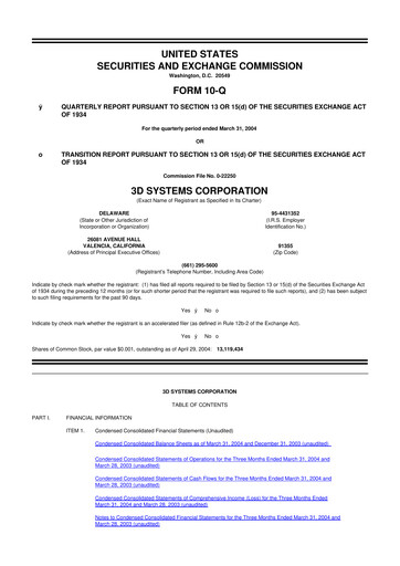 Thumbnail 3D Systems 10-Q Quarterly Report FY 