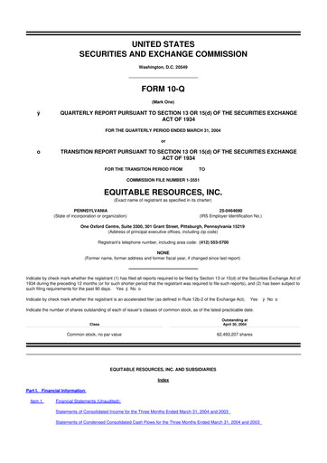 Vorschaubild EQT Corporation
 10-Q Quartalsbericht  