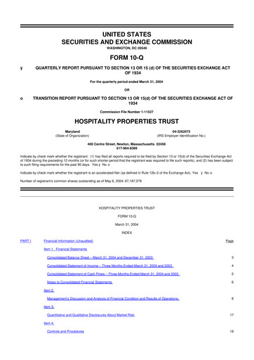 Thumbnail Service Properties Trust 10-Q Quarterly Report FY 