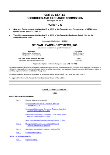 Thumbnail Laureate Education
 10-Q Quarterly Report FY 