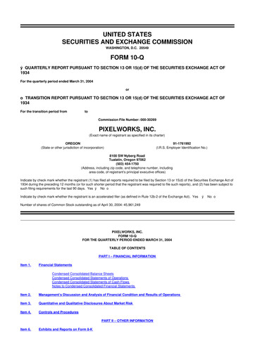 Miniature Pixelworks 10-Q Rapport trimestriel  