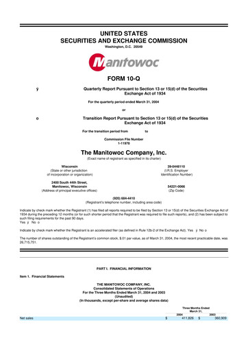 Vorschaubild The Manitowoc Company
 10-Q Quartalsbericht  