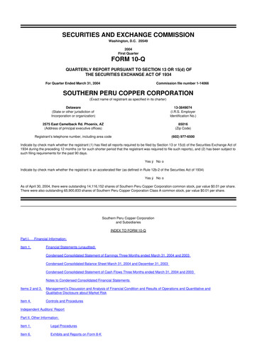 Thumbnail Southern Copper 10-Q Quarterly Report FY 