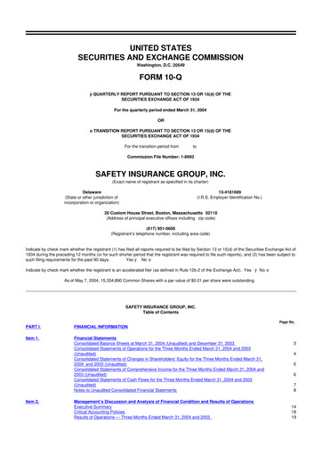 Miniature Safety Insurance
 10-Q Rapport trimestriel  