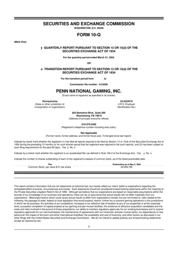 Thumbnail PENN Entertainment
 10-Q Quarterly Report FY 