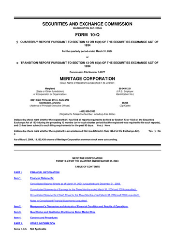 Thumbnail Meritage Homes 10-Q Quarterly Report FY 
