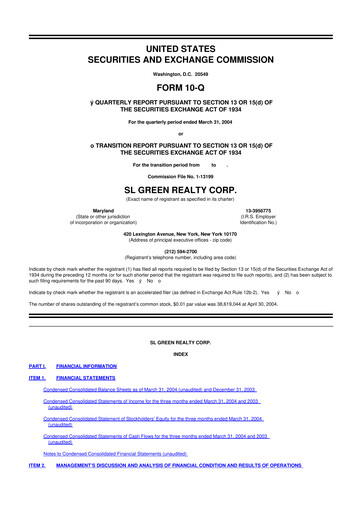 Thumbnail SL Green Realty
 10-Q Quarterly Report FY 