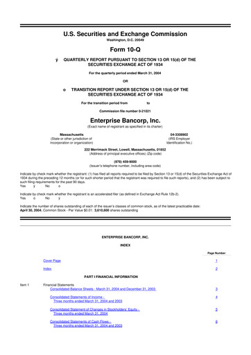 Thumbnail Enterprise Bancorp 10-Q Quarterly Report FY 