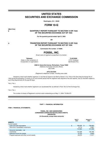 Thumbnail Fossil Group 10-Q Quarterly Report FY 
