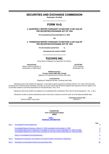 Thumbnail Tucows 10-Q Quarterly Report FY 