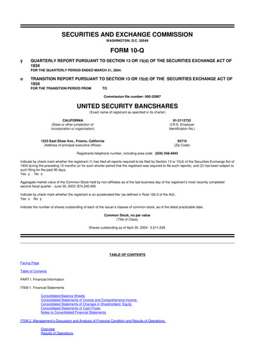 Vorschaubild United Security Bancshares 10-Q Quartalsbericht  