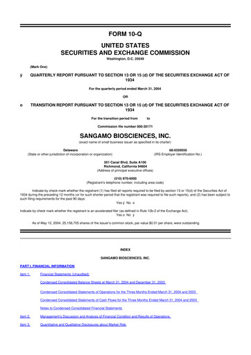 Thumbnail Sangamo Therapeutics
 10-Q Quarterly Report FY 