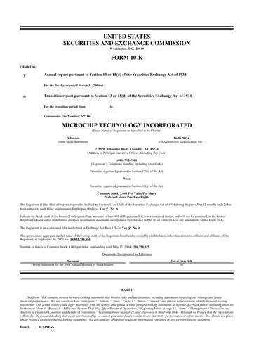 Thumbnail Microchip Technology 10-K Annual Report 