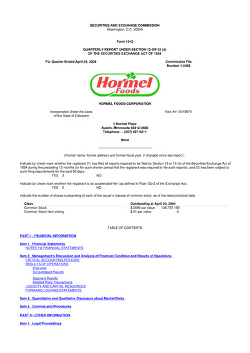 Thumbnail Hormel Foods 10-Q Quarterly Report FY 