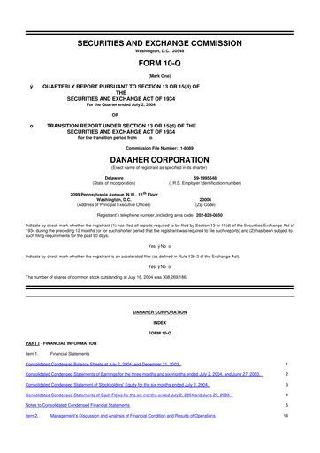 Miniature Danaher 10-Q Rapport trimestriel  
