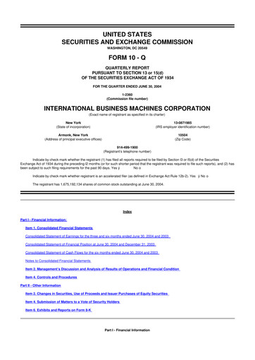 Vorschaubild IBM 10-Q Quartalsbericht  