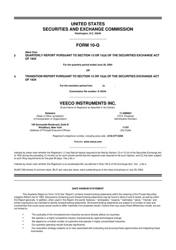 Thumbnail Veeco
 10-Q Quarterly Report FY 