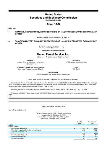 Miniature United Parcel Service 10-Q Rapport trimestriel  