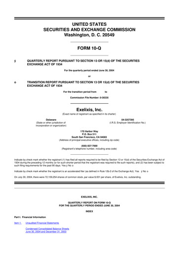 Thumbnail Exelixis 10-Q Quarterly Report FY 