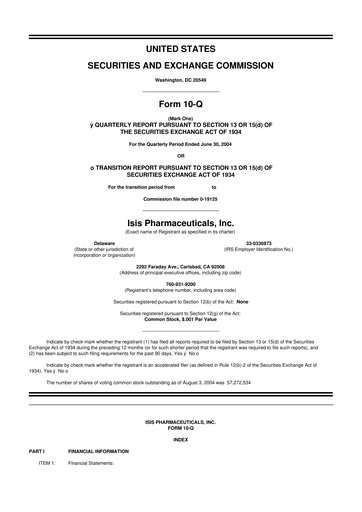 Vorschaubild Ionis Pharmaceuticals
 10-Q Quartalsbericht  