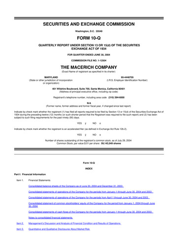 Thumbnail Macerich 10-Q Quarterly Report FY 