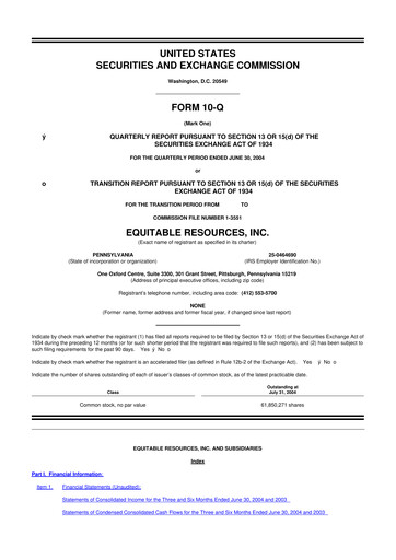 Vorschaubild EQT Corporation
 10-Q Quartalsbericht  